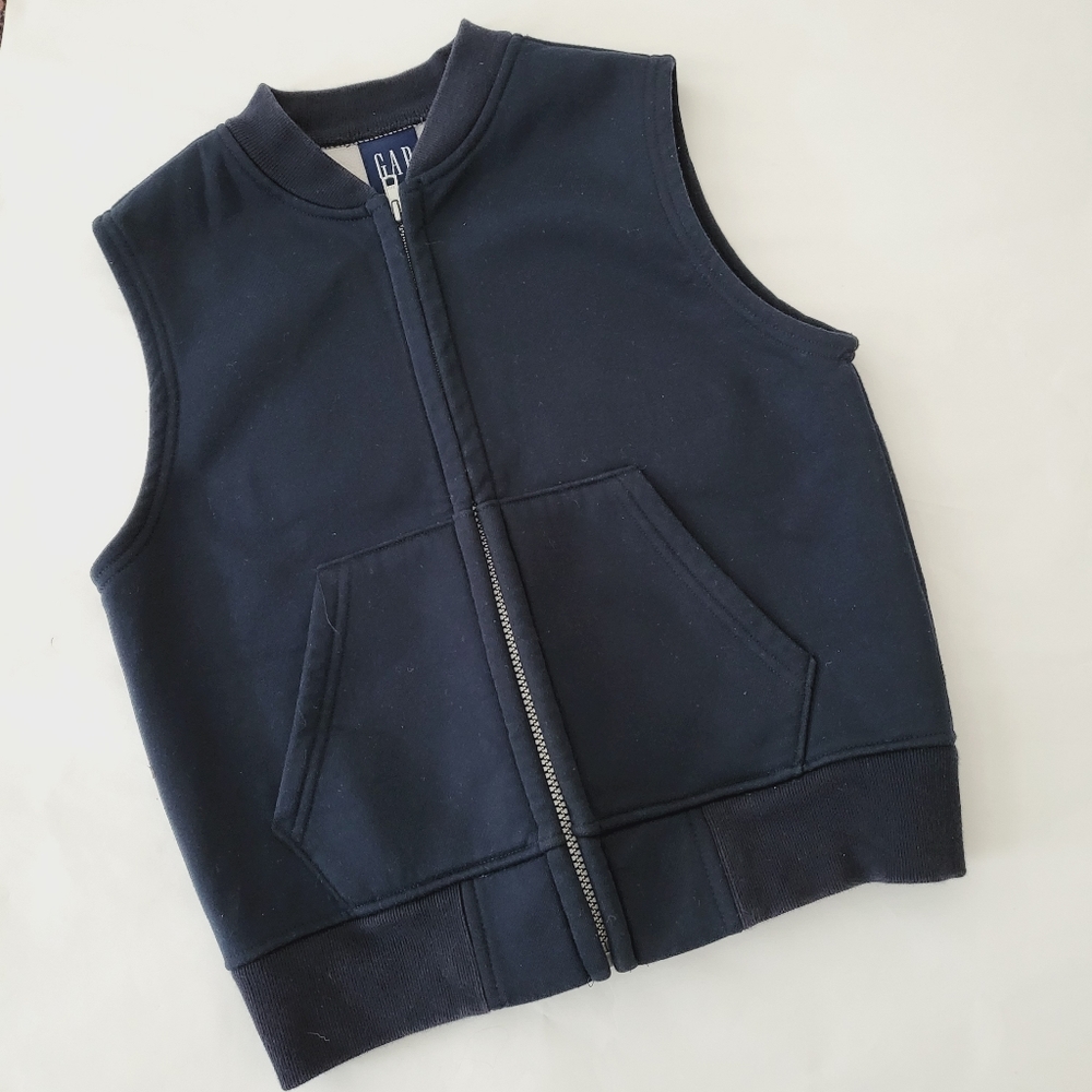 Gap navy zip up sweatshirt material vest youth small